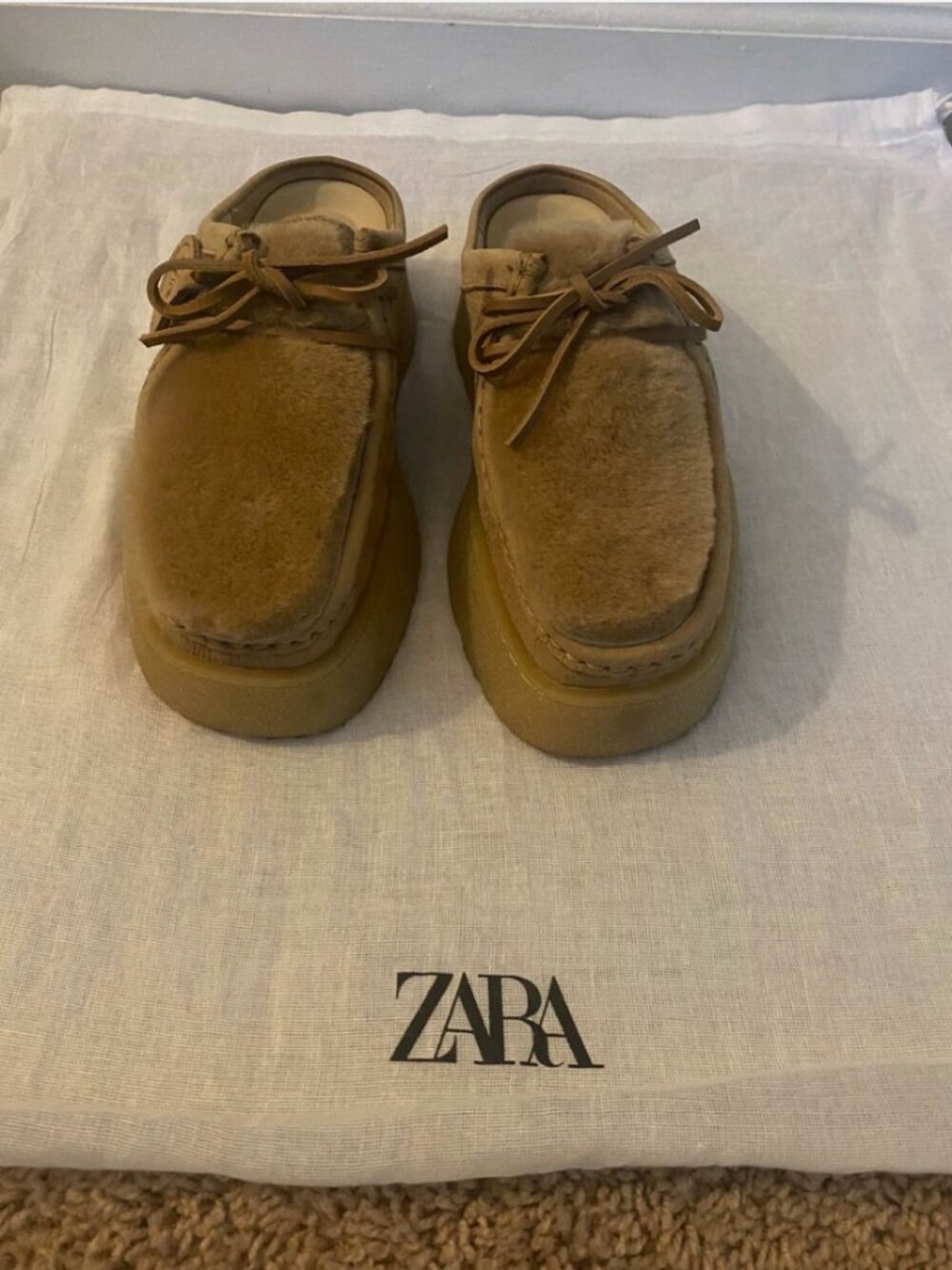 ZARA X CLARKS 100 % LEATHER MULE SIZE 8 EU 39 TAN